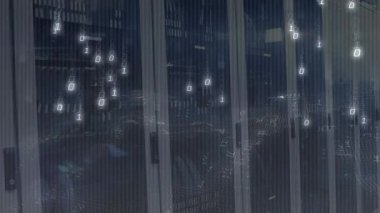 Soluk ikili basamaklar rafların üzerinde sürükleniyor, titreşen dalgalanmalar halinde birleşerek veri akışını görselleştiriyor. Teknoloji, dijital, siber, fütüristik, hareket, soyut, veri