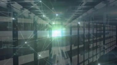 Sunucular üzerinden bağlantı ağının ve çeşitli verilerin animasyonu. global internet, bilgisayarlar, veri işleme, bağlantılar ve teknoloji konsepti dijital olarak oluşturulmuş video.