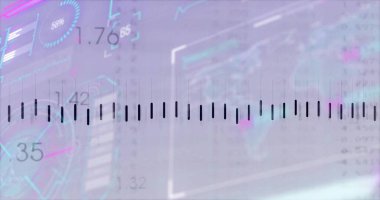 Ölçüm, ölçüm, ölçüm, çubuk ve satır çizelgeleri ile sanal arayüzü genişletecek merkezi işaretli ölçek. Futuristik, veri, analitik, teknoloji, arayüz, dijital, görselleştirme