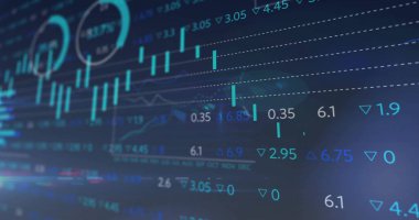 Torpido gözünde, mumlar, çizgi grafiği, veri etiketleri, oklar ve ızgara çizgileri ile tablo gösteriliyor. Finans, analitik, görselleştirme, veri, teknoloji, yatırım, dijital