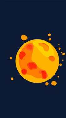 Mavi arka planda sarı noktalı turuncu, sarı ve kırmızı küre animasyonu. küresel seyahat ve bağlantılar konsepti dijital olarak oluşturulmuş video.