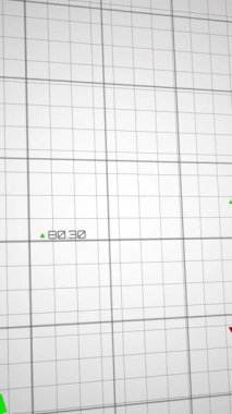 Izgara üzerinde yeşil çizgilerin ve istatistiklerin işlenmesi. küresel iş, bağlantılar, veri işleme ve teknoloji konsepti dijital olarak oluşturulmuş video.