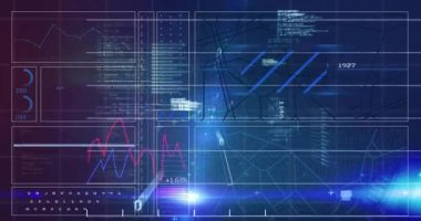 Gösterilen düğümler iki tonluk grafik çizimi başlatıyor, JS 'yi kaydırıyor ve eğilimleri gösteren haritalar çiziyor. Veri görselleştirme, dijital gösterge paneli, veri analizleri, dinamik grafikler, teknoloji arayüzü, fütüristik tasarım, finansal eğilimler