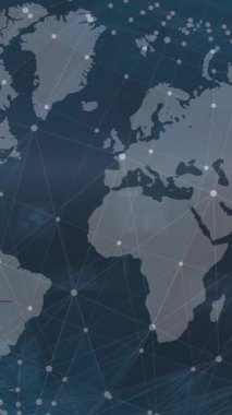 Sayılarla bağlantı ağı ve dünyayı kullanan çocuk dünyasının animasyonu. Küresel iş finansmanı ve bağlantılar konsepti dijital olarak oluşturulmuş video.