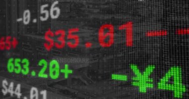 Negatif indekste kırmızı yeşil figürleri güncelleyen yazılımın mali risk için kaydırdığı görülüyor. Siber güvenlik, finans, veri, dijital, sunucu, teknoloji, analitik