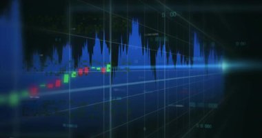 3D ızgara geri çekiliyor, mavi alan şeması başlatılıyor, şamdan çubukları şekil değiştiren pazar hareketleri. Finansal görselleştirme, veri analizleri, dijital grafikler, teknik analiz, yatırım bağlamı, modern tasarım, pazar eğilimleri