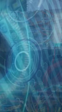 Animation of scope scanning and data processing over server. Global technology, computing and digital interface concept digitally generated video.