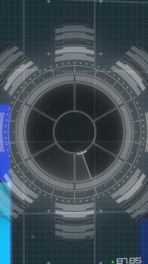 Animation of scope scanning over data processing and world map. global connections, computing and digital interface concept digitally generated video.