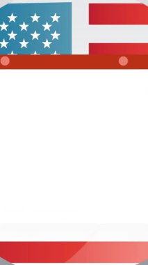 Amerikan bayrağının üzerindeki sembol kartının animasyonu. Amerikan siyaseti ve seçim konsepti dijital olarak oluşturulmuş imaj.