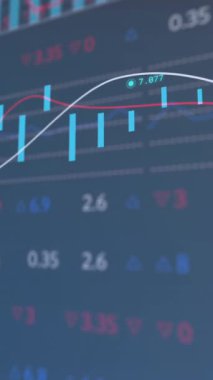 Donanma geçmişi üzerinden finansal verilerin ve grafiklerin animasyonu. küresel iş, finans, ekonomi ve teknoloji konsepti dijital olarak oluşturulmuş video.