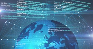 Dijital kürenin ortaya çıkması, ağ şebekesini tetikler. Kod kaydırması, bağlanabilirliği gösterir. Teknoloji, siber güvenlik, yenilik, bağlantı, veri, dijital, ağ