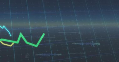 Kaybolan şebekeler canlı eğilimleri gösteren üç renkli veri çizgisinin yükselişini, düşüşünü ve salınımını gösteriyor. Teknoloji, analitik, yenilik, veri, dijital, soyutlama, gelecekçilik