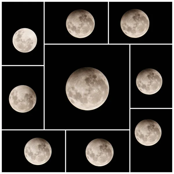 Penumbral Månförmörkelse 2020 Scener Faserna Penumbral Månförmörkelse Strawberry Moon Från — Stockfoto