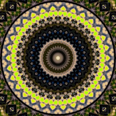 Soyut renkli çember tasarımı geometrik kusursuz model arkaplan. Eşsiz renkli daire logosu. Kusursuz desenli, geometrik şekilli zarif şekiller. Renkli seramik karolar duvar süslemesi.