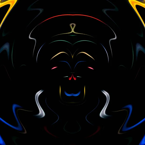 Farbe Rauch Monster Illusion Gesicht Design Isoliert Auf Schwarzem Hintergrund — Stockfoto
