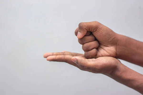 Man Hand Sign Ajuda Asl American Sign Language Para Assinar — Fotografia de Stock