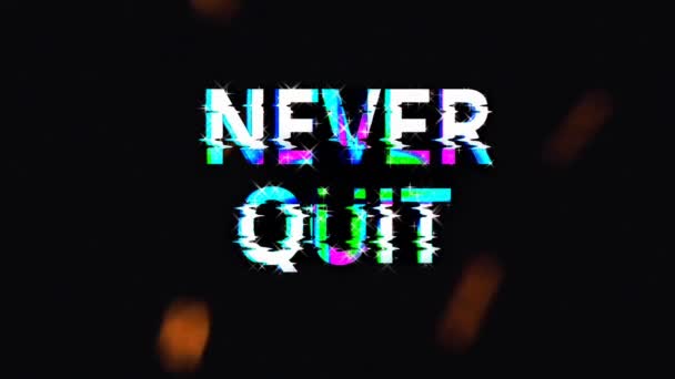 Never Quit Motivation Word Never Quit Retro Abstract Animation Resolution — Vídeo de stock