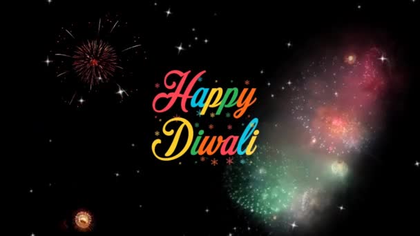 Joyeux Diwali Salutation Particules Abstraites Feux Artifice Scintillants Texte Carte — Video