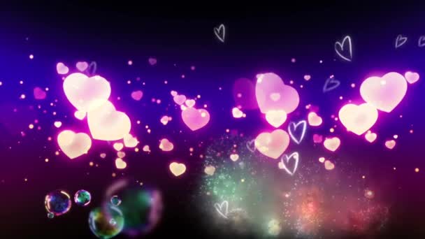 Beautiful Heart Love Background Seamless Footage Ρομαντικό Πολύχρωμο Glitter Λαμπερό — Αρχείο Βίντεο