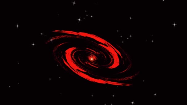 Red Spiral Galaxy Loop Com Estrelas Cintilantes Rotating Spiral Galaxy — Vídeo de Stock