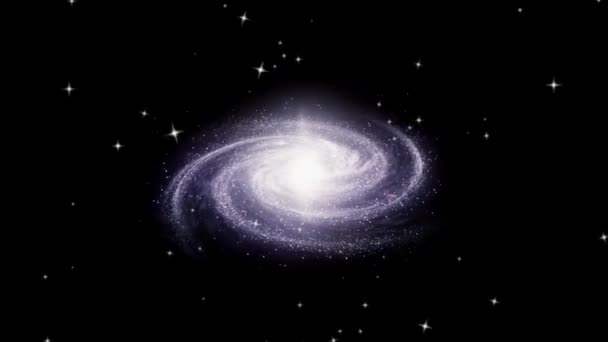 螺旋星系圈与闪烁的恒星 4K旋转螺旋星系 深空探索 银河诞生 空间背景下旋转的螺旋星系4K 3D抽象动画 — 图库视频影像