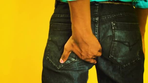 Itching Buttocks Causes Butt Rashes Adults Young Man Rude Scratches — Vídeo de stock