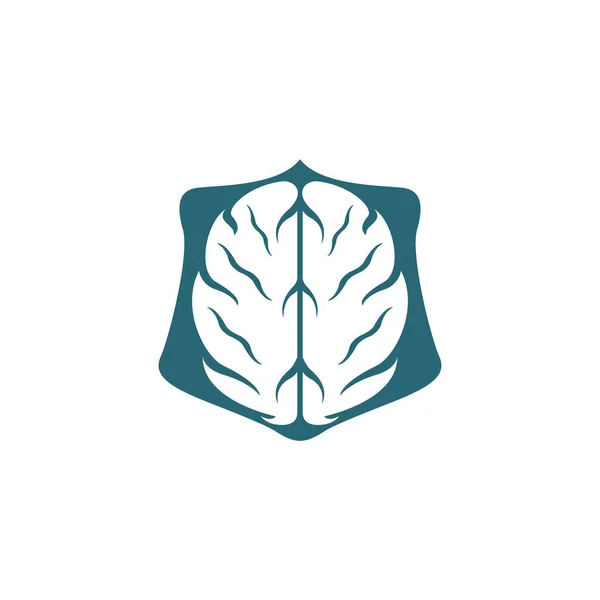 Design Logotipo Forma Escudo Cerebral Criativo Pensar Conceito Ideia — Vetor de Stock