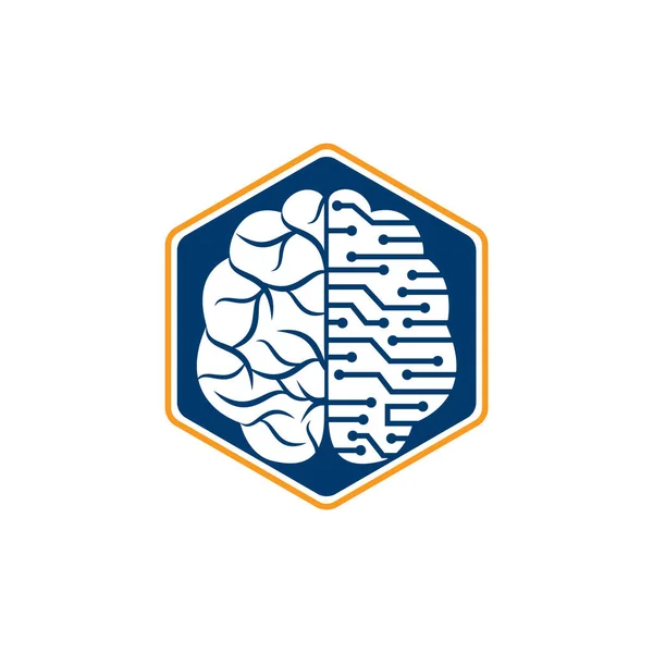 Brain Connection Logo Design Digital Brain Logo Template Brainstorm Icon — 스톡 벡터