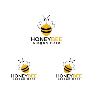 Arı logosu tasarımı, arı logosu bal paketi tasarımı kavramı. Arı Logo Şablonu vektör çizimi tasarımı.