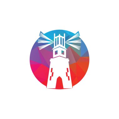 Deniz feneri vektör logo tasarımı. Deniz feneri simgesi logo tasarım vektör şablonu illüstrasyon.