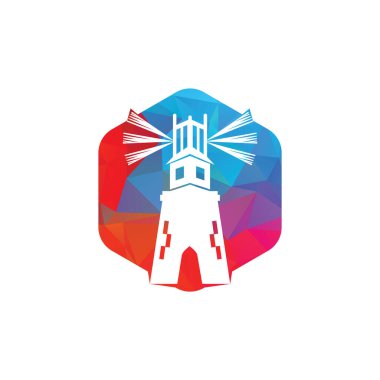 Deniz feneri vektör logo tasarımı. Deniz feneri simgesi logo tasarım vektör şablonu illüstrasyon.