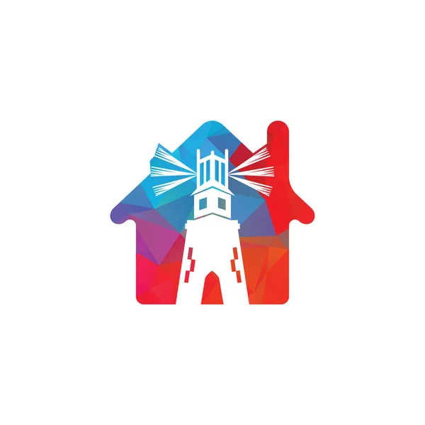 Lighthouse vector logo design. Lighthouse and home icon logo design vector template illustration.