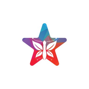 Kelebek vektör logosu yıldız şekli tasarımında. Güzellik salonu vektör logosu yaratıcı illüstrasyon.