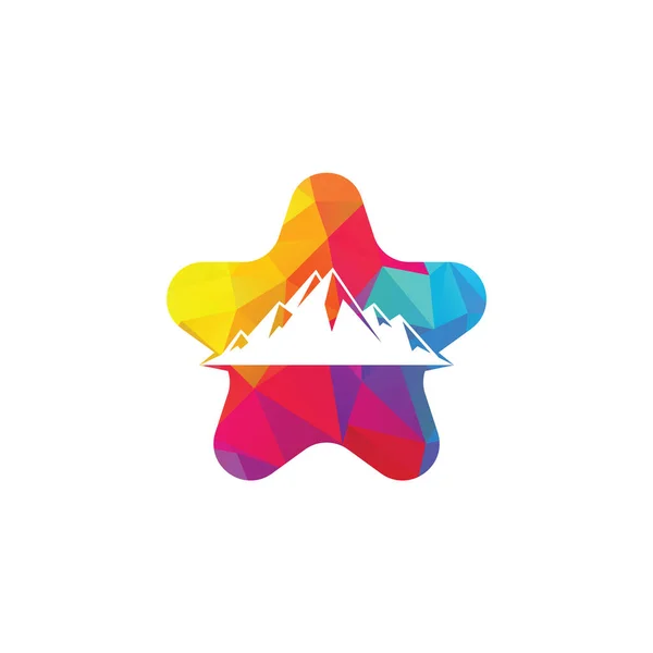 Montanha Forma Estrela Logotipo Vetor — Vetor de Stock