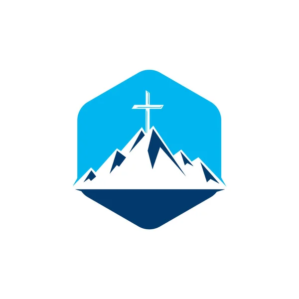 Baptist Cross Mountain Logo Design Cross Top Mountain — Stock Vector