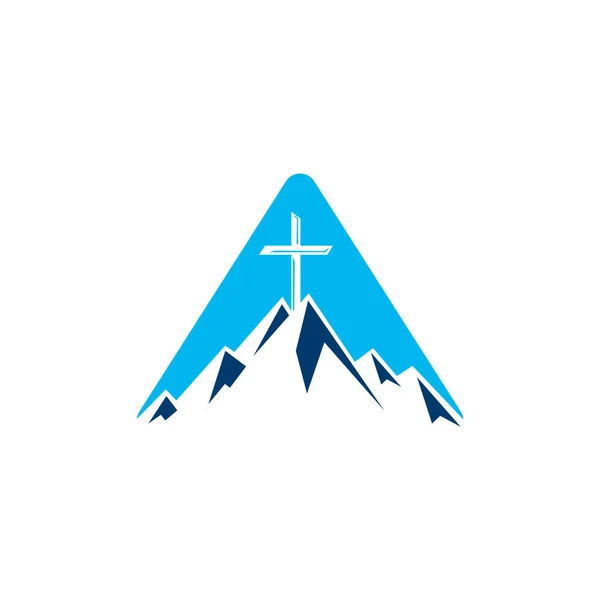 Triângulo Batista Cruz Projeto Logotipo Montanha Cruze Topo Montanha —  Vetores de Stock