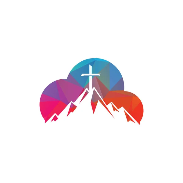 Dağ logosu dizaynında Baptist haçı. Dağın tepesinde bulut şeklinde bir logo var..