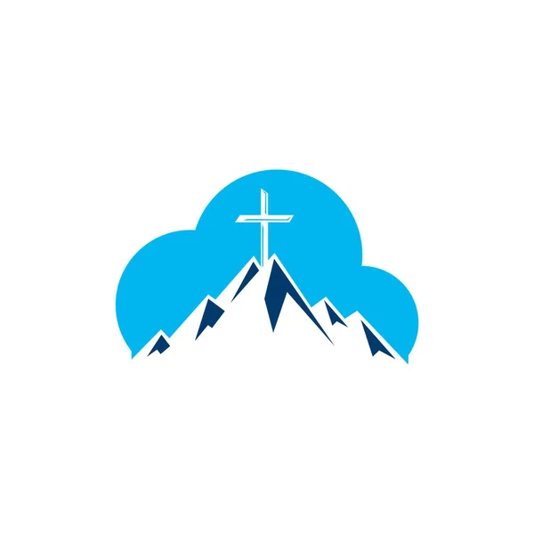 Croix Baptiste Design Logo Montagne Croix Sommet Montagne Logo Forme — Image vectorielle