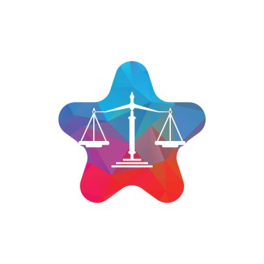 Yıldız Hukuku Logosu Şablon Tasarım Vektörü. Hukuk ve Avukat Logosu Tasarımı.