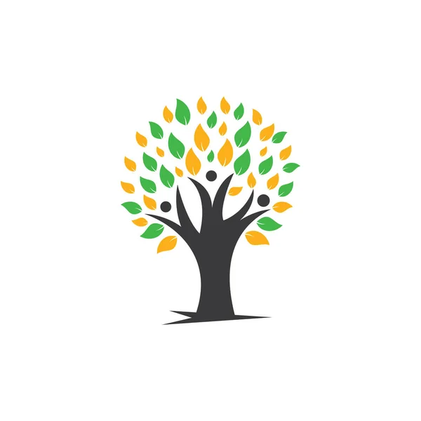 Logo Gente Del Árbol Diseño Logotipo Personas Saludables Icono Logotipo — Vector de stock