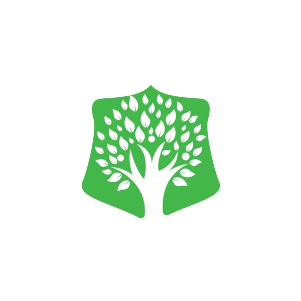 Logo Escudo Gente Árbol Diseño Logotipo Personas Sanas Icono Del — Vector de stock