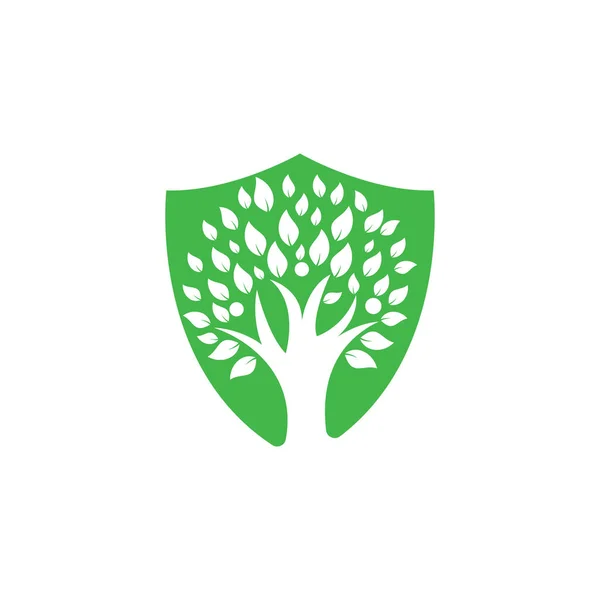 Logo Escudo Gente Árbol Diseño Logotipo Personas Sanas Icono Del — Vector de stock