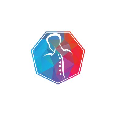 Kayropraktik Logo Tasarım Vektörü çizimi. İnsan omurgası Acı Logosu. Omurga bakım logosu.