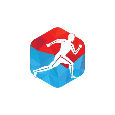 Fizyoterapi tedavi tasarım şablonu insanların koştuğu vektör. Renkli vektör sağlığı. Fizyoterapi kliniği logosu. Fizyoterapi logosu