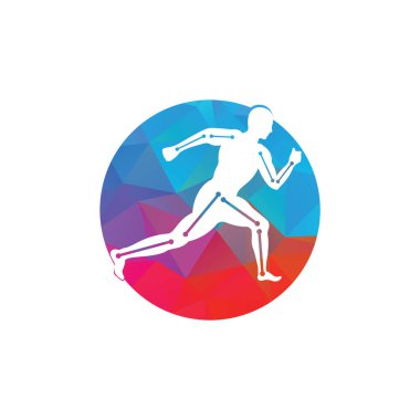 Fizyoterapi tedavi tasarım şablonu insanların koştuğu vektör. Renkli vektör sağlığı. Fizyoterapi kliniği logosu. Fizyoterapi logosu