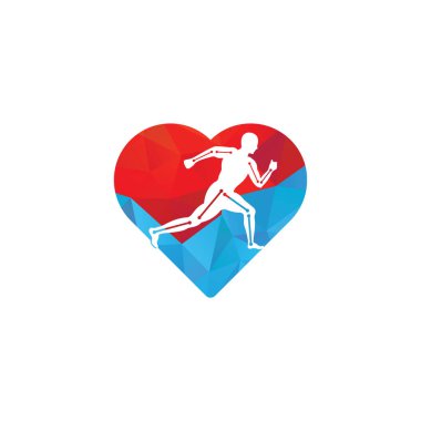 Fizyoterapi tedavisi kalp şekli logo tasarım şablonu. Renkli vektör sağlığı. Fizyoterapi kliniği logosu. Fizyoterapi logosu