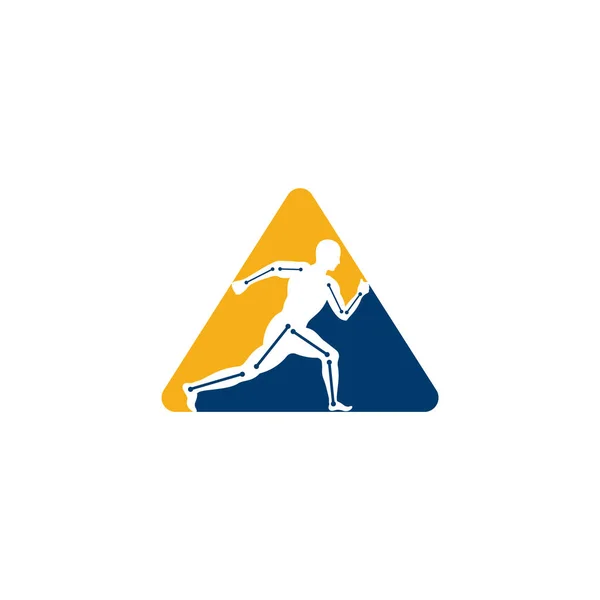 Fyzioterapie Léčba Trojúhelník Tvar Koncepce Logo Design Šablony Vektor Lidmi — Stockový vektor