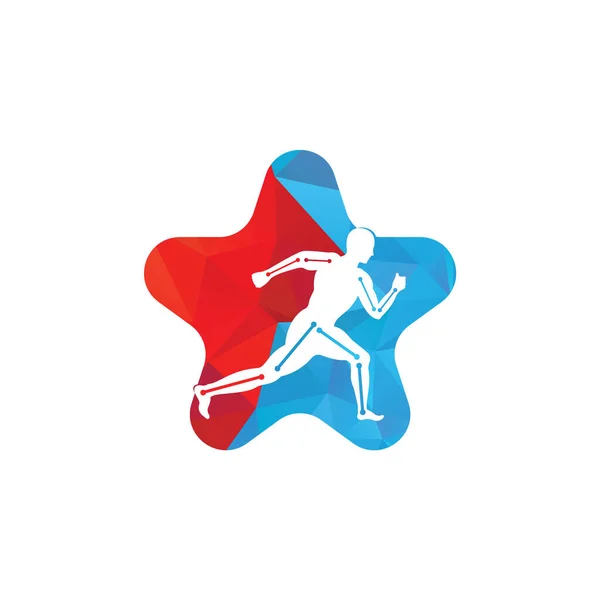 Physiothérapie Traitement Étoile Forme Concept Logo Conception Vecteur Avec Les — Image vectorielle