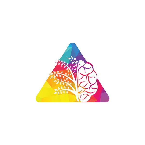 Modern Beyin Üçgeni Ağaç Logosu Tasarımı Renkli Beyin Fikrini Düşün — Stok Vektör