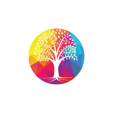  Tree Roots vektör logosu tasarımı. Kök logo elementi olan vektör ağacı.